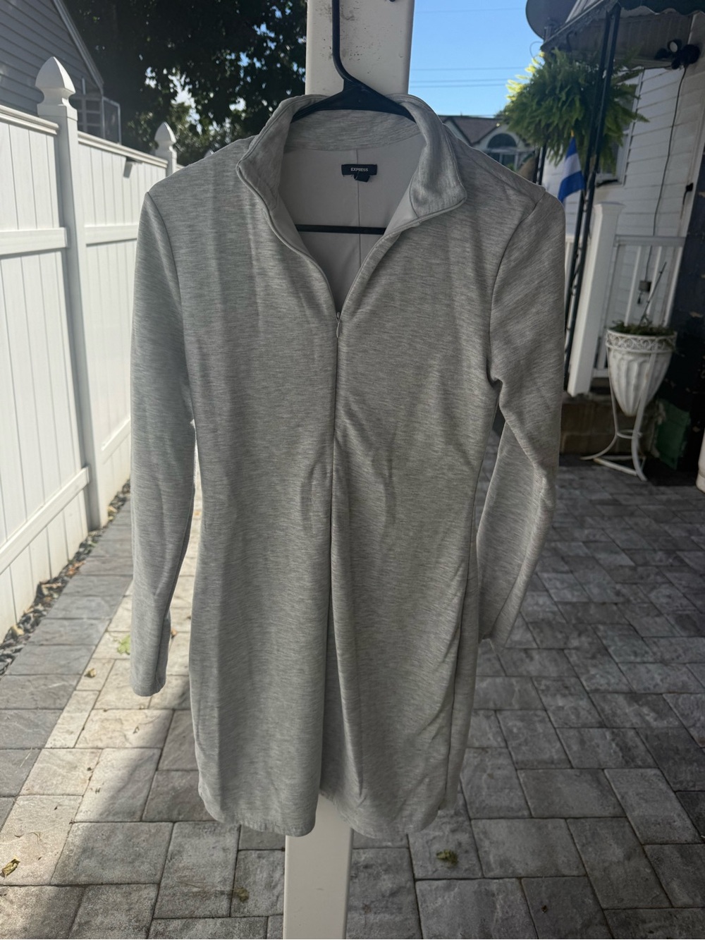 Express Light Gray Women's Quarter-Zip Cardigan Jacket
